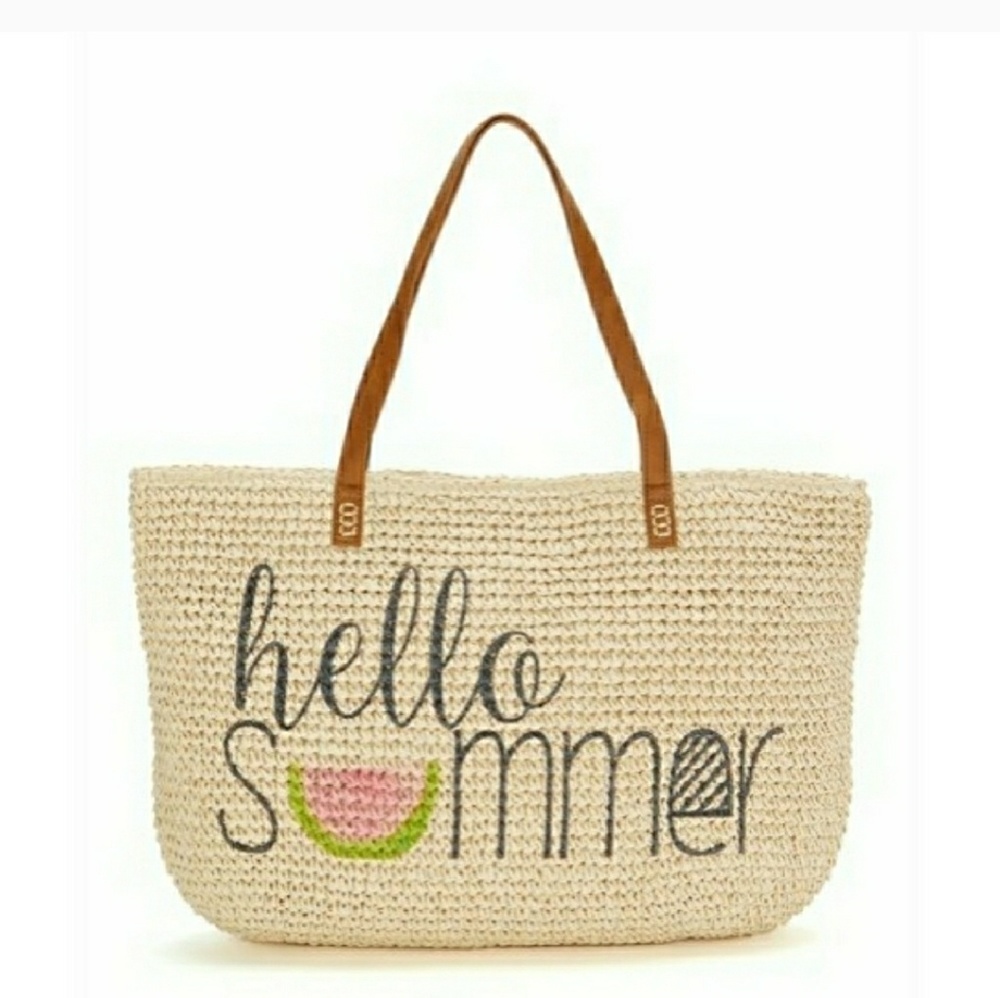 🌴Natural Straw "Hello S🍉mmer"Tote